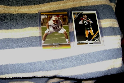 T.J. Watt 2017 Leaf Draft Gold Rookie Card MINT & 2019 OPTIC AARON RODGERS MT - Image 1 of 3