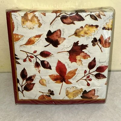 40 Luncheon Napkins FALL AUTUMN THANKSGIVING HALLOWEEN LEAVES-NEW Free Shipping - Image 1 of 4