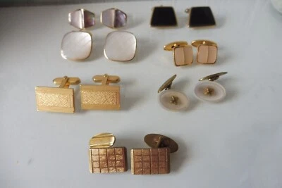 7 Paar schöne , alte Manschettenknöpfe , vergoldet , Perlmutt , Onyx  - Bild 1 von 4