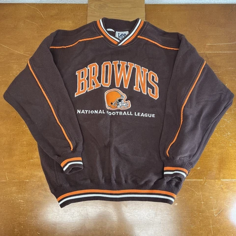 Vintage Cleveland Browns Sweatshirt Men Medium Brown Lee Sport NFL Football Cover