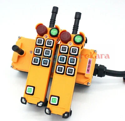 OBOHOS 12V-415V 2 Speed 6 Channels 2 Transmitters E-STOP Hoist Crane Remote Controller