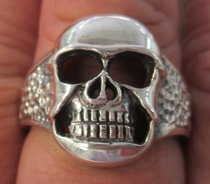 "SKULL" STRONG RINGS 925 STERLING SILVER ring size P to W1/2- BOY MEN WOMEN - Picture 1 of 16