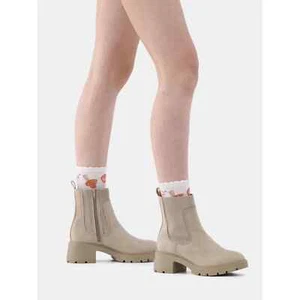 No Boundaries beige Damen-Chelsea-Boots mit Strickeinsatz Reißverschluss Größe 6 - Bild 1 von 5