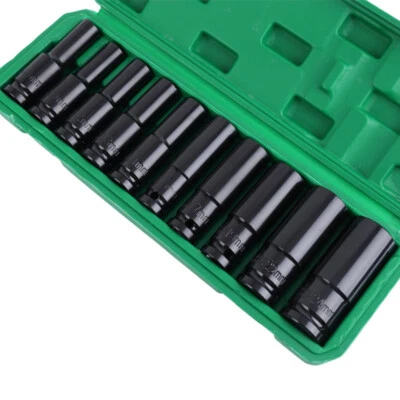 10-Piece 1/2 in. Drive Deep Impact Socket Set Metric 6-Point Cr-V Steel 8mm-24mm - Image 1 of 4