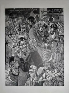 GRÜSEHÄNDLER - FEIN ORIG. HOLZSTICH VON JAMES BOSTOCK - ARTIST'S PROOF 1960 - Bild 1 von 1