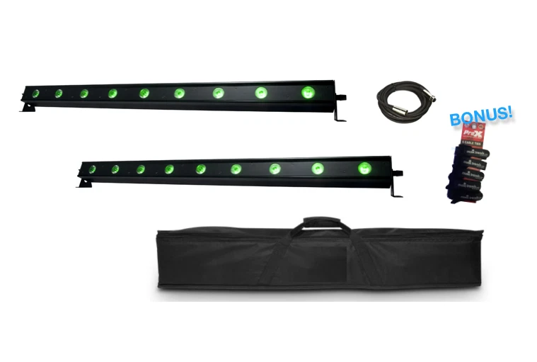 2x ADJ UBL9 Lime Infused Hex Light Bars with Carry Bag and Cable - Image 1 of 1