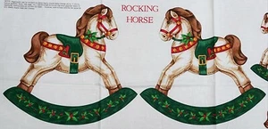 Christmas Holiday Rocking Horse Fabric Panel Cut & Sew pillow, Home Decor - Picture 1 of 2