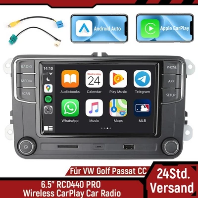 6.5" Wireless Android Auto CarPlay Radio RCD440 Plus RCD330 Für VW Golf MK6 CC - Bild 1 von 4