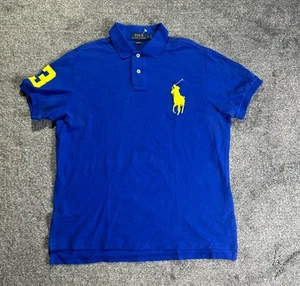 POLO RALPH LAUREN uomo taglia L grande giallo pony blu/giallo polo #3 - Foto 1 di 5