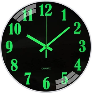Wall Clock Large Silent Night Light Glow in The Dark Wall Clock Battery Opera... - Picture 1 of 8