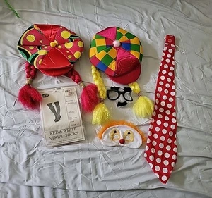 Vintage Clown Polka Dot Hat And Tie Costume And More Halloween Birthday - Picture 1 of 14