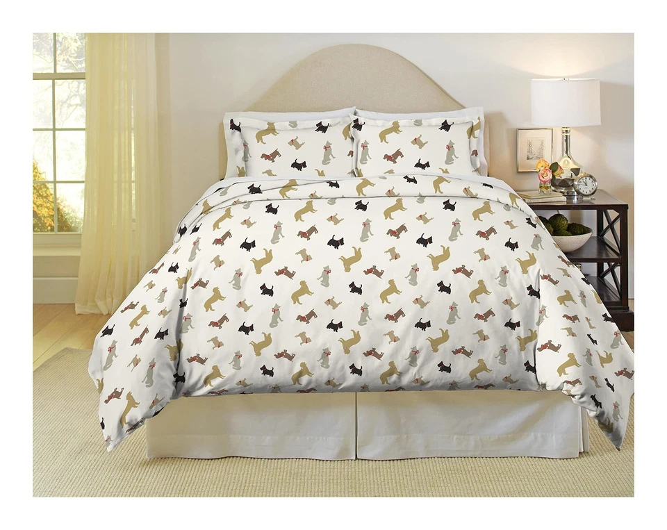 Pointehaven Heavy Weight Flannel Duvet Set King/california King Winter Dogs