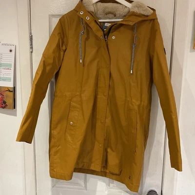 Joules sheepskin lined Hooded Raincoat Yellow  Size 12, Waterproof - Image 1 of 4