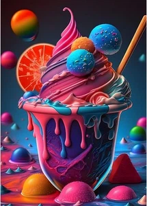 Colorful Diamond Art Kits Full Round Drill Diamond Art, Ice Cream Diamond Gem Do - Picture 1 of 6
