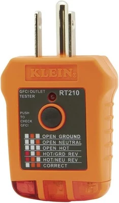 Klein Tools RT210 Outlet Tester, Receptacle Tester Pack of 1, Black/Orange  - Image 1 of 4