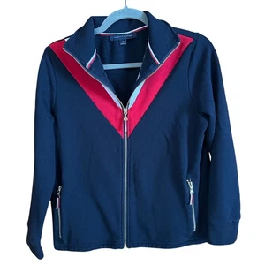 Tommy Hilfiger Women's Dark Blue Red White Zip Front & Pockets Size Small - Picture 1 of 11