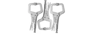 HOZEON Locking Pliers Set (3 PCS - 11” C-Clamp - Swivel Pads - Open Box) - Picture 1 of 3