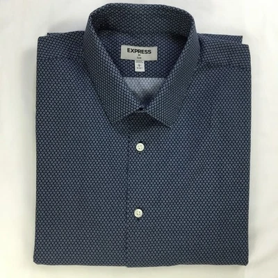 Camisa Express Para Hombres Grande Azul Calce Ajustado Manga Larga Vestido con Botones Informal Preppy Foto 1 de 4