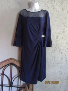 R&M Richards Gr. 10 royalblau Cocktail formell Hochzeitskleid transparente Miederärmel - Bild 1 von 8