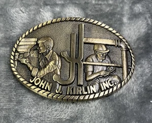 Vintage 1981 OC Tanner Solid Brass Belt Buckle Working Men John J Kirlin Rare - Picture 1 of 4