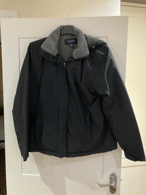 Land's End thick hooded fleece lined Squall coat large Black size L  16-18 - Image 1 of 4