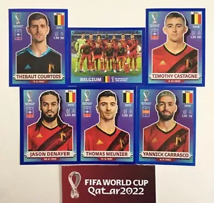 EQUIPO BELGA, JUEGO DE 6 PEGATINAS PANINI AZULES COPA MUNDIAL FIFA QATAR 2022 #BELGIA - Imagen 1 de 1