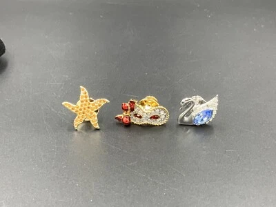 Swarovski Crystal Pins Starfish, Mask, Swan Lapel Pin Makers Mark - Image 1 of 4