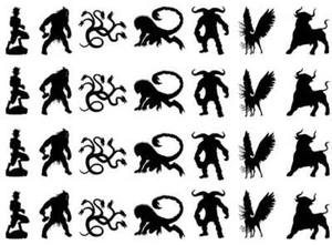 Greek Mythology 28 pcs 1 Inch Black Fused Glass Decals - Picture 1 of 1