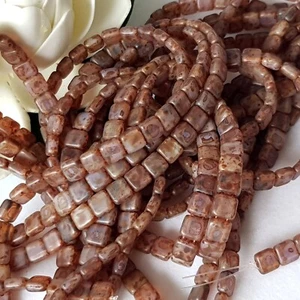 Tile Bead Milky Alexandrite Picasso 6mm CzechMate 2-Hole Square Beads | Beading - Picture 1 of 6