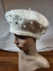 San Diego Hat Co. 100% Wool Beret With Pearl Accents - Picture 1 of 5