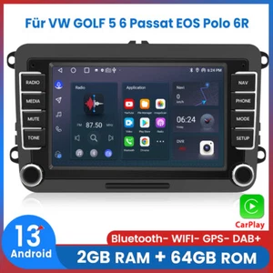 DAB+ CarPlay Autoradio Android 13 GPS NAVI BT 2+64GB Für VW GOLF 5 6 Touran Polo - Bild 1 von 12