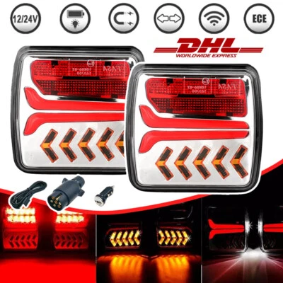 12-24V Rücklicht Anhänger Leuchtensatz kabellos Magnet Funk Wireless LED 7 Pin - Bild 1 von 4