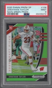 Jonathan Taylor Panini Prizm Draft 2020 verde neón Prizm/125 radiocontrol PSA 9 Colts - Imagen 1 de 2