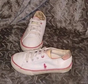 Polo Ralph Lauren Sneakers Size 8c Toddler White Pink Girls  - Picture 1 of 11