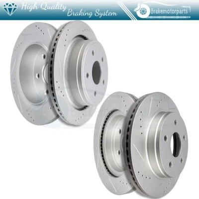 Front & Rear Brake Rotors Drilled Slotted Kit For 2002-2010 Dodge Ram 1500 Foto 1 de 4