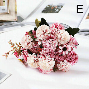 Artificial Peony Silk Fake Flower Bridal Hydrangea Wedding Bouquet Decor Home