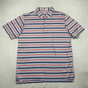 Peter Millar Polo Shirt Mens Large Blue Red Striped Short Sleeve - Picture 1 of 8