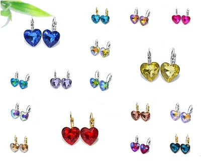 KRISTALL Herz Brisur Ohrhänger Ohrringe silber gold EDELSTAHL Glas Strass - Bild 1 von 4