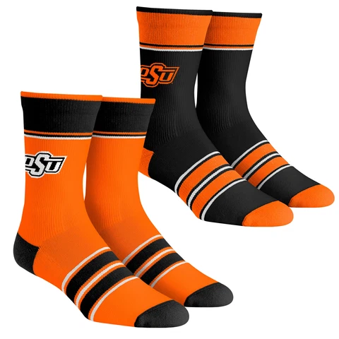 Youth Rock Em Socks Oklahoma State Cowboys Multi-Stripe 2-Pack Team Crew Sock Cover