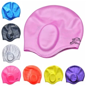 Silicone Swimming Cap With Ear Pockets Pool Swim Cap Waterproof Hat Adults Teens - Picture 1 of 20