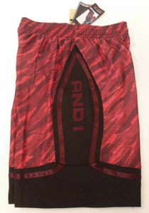 Neu And1 Herren Basketball Fitnessstudio Workout Shorts verstellbare Taille S M L XL 3XL rot - Bild 1 von 5