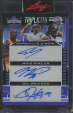 2023 Leaf Vibrance Triplicity Shauille O'Neal Mike Piazza Bo Jackson 4/5 Auto