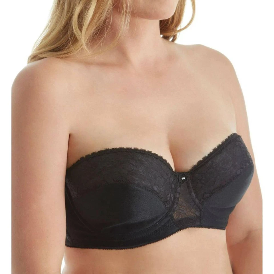 Carnival Full Coverage Strapless Bra Womens 40C Lace Black Underwire Plunge 123 - Image 1 of 4