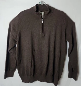 LL Bean Men XL-Reg 95% Cotton 5% Cashmere V-neck Pullover Sweater Brown - Picture 1 of 5