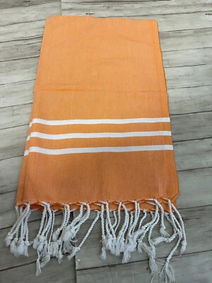 Turkish Towel Cotton Small Orange Beach Hammam Peshtemal Sauna Lightweight N91 - Image 1 of 3