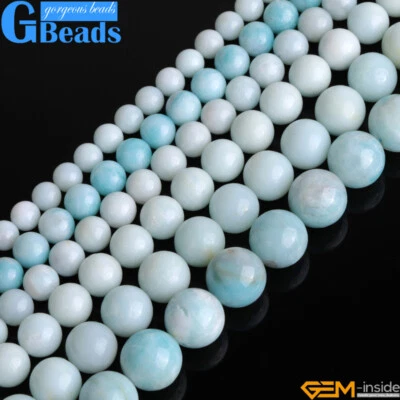 Natural Amazonite Round Gemstone Beads For Jewelry Making Free Shipping 15" - Image 1 of 4