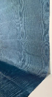 Blue Silk Moire Fabric, Luxury Home Textile Fabrics, Interior Fabric By 2 Meters - Image 1 of 4