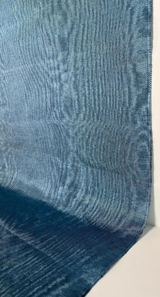 Blue Silk Moire Fabric, Luxury Home Textile Fabrics, Interior Fabric By 2 Meters - Image 1 of 4