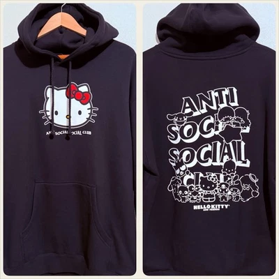 Anti Social Social Club x Hello Kitty 10 Weird Years Hoodie ASSC Black Large - Image 1 of 4