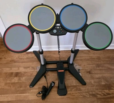 Xbox 360 Rock Band Harmonix 822149 Wired Drum Set No Sticks W/ Microphone Tested - Image 1 of 4